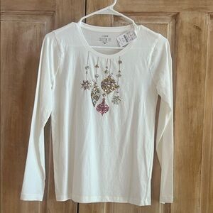 J. Crew Cream Long Sleeve Top with Sequin Accents